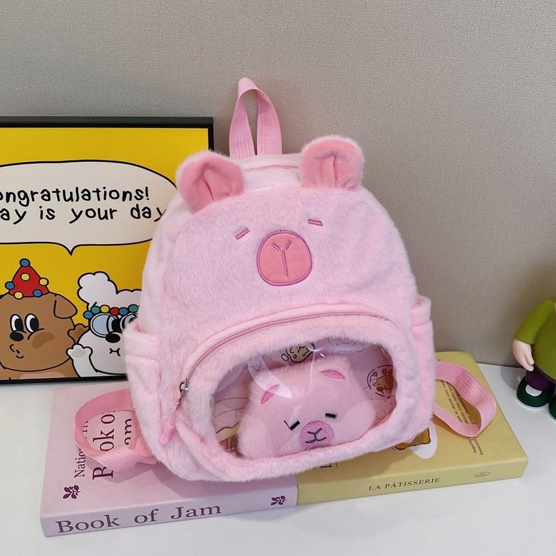 Capybara Plush Backpack With Zipper Closure For Daily Casual Use