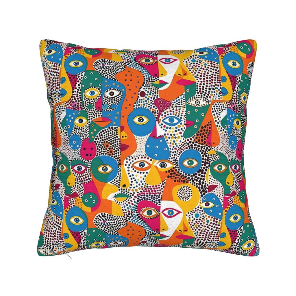 Yayoi Kusama Abstrakt Ansiktskuddfodral Japansk Konstnär Grafiskt Kuddfodral För Kontor Bil Heminredning Kawaii Kuddfodral