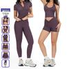 Zechuang Damen Nude-Gefühl Yoga-Set - Verdrehte Sportbekleidung für Laufen & Fitness