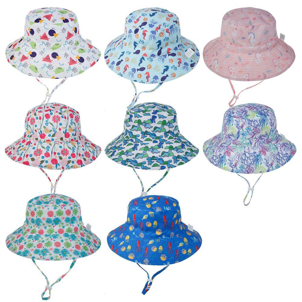 Wide Brim UV Protection Swimming Hats with Adjustable Chin Strap Beach Cap Bucket Hat Baby Sun Hat
