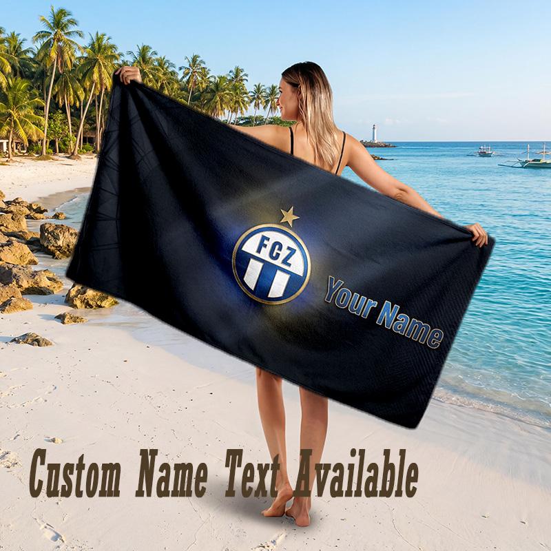 FC Zürich Design Beach Towel Custom Text Large Towel for Beach Vacation