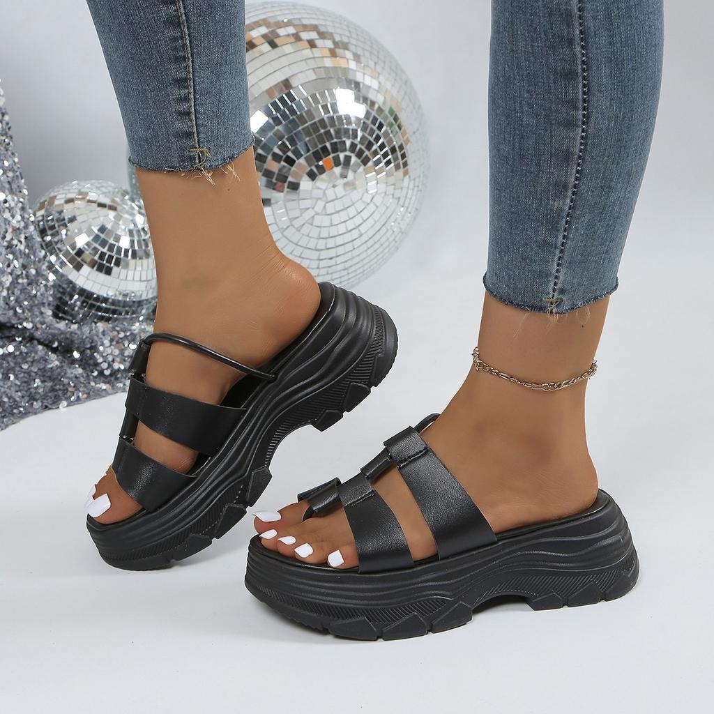 Mode Damen Plateau-Slipper High Heels Wedges Sandalen Sommerschuhe 2024 Neue Damenschuhe Dicke Pantoletten Sexy Pumps Flip Flops Schuhe