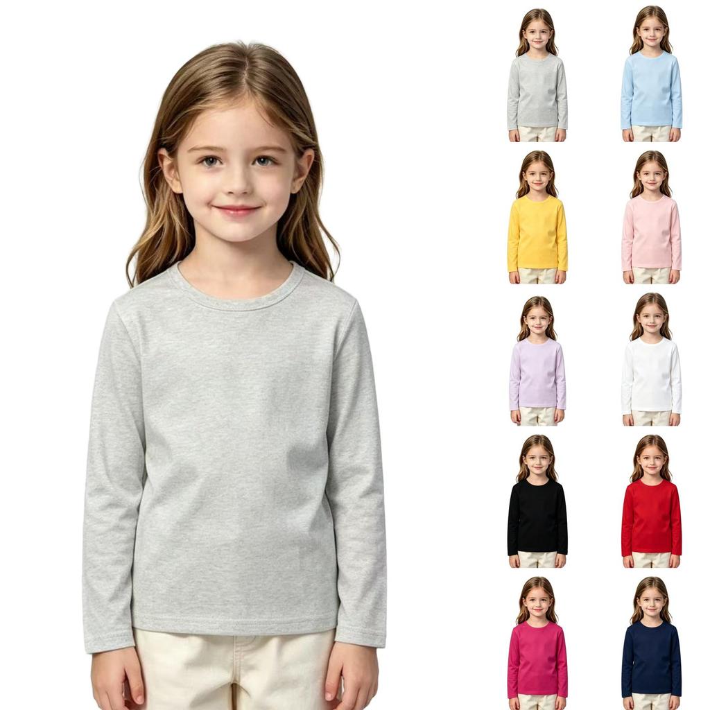 Kids' Color Long Sleeve T-Shirt Casual Basic Layering Top for Boys and Girls