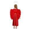 3Pcs Girls Angel Costume Angel Dress Long Sleeve Gold Trim Patchwork Gown Dress with Feather Hairband and Angel Wings for Dress Up Performance