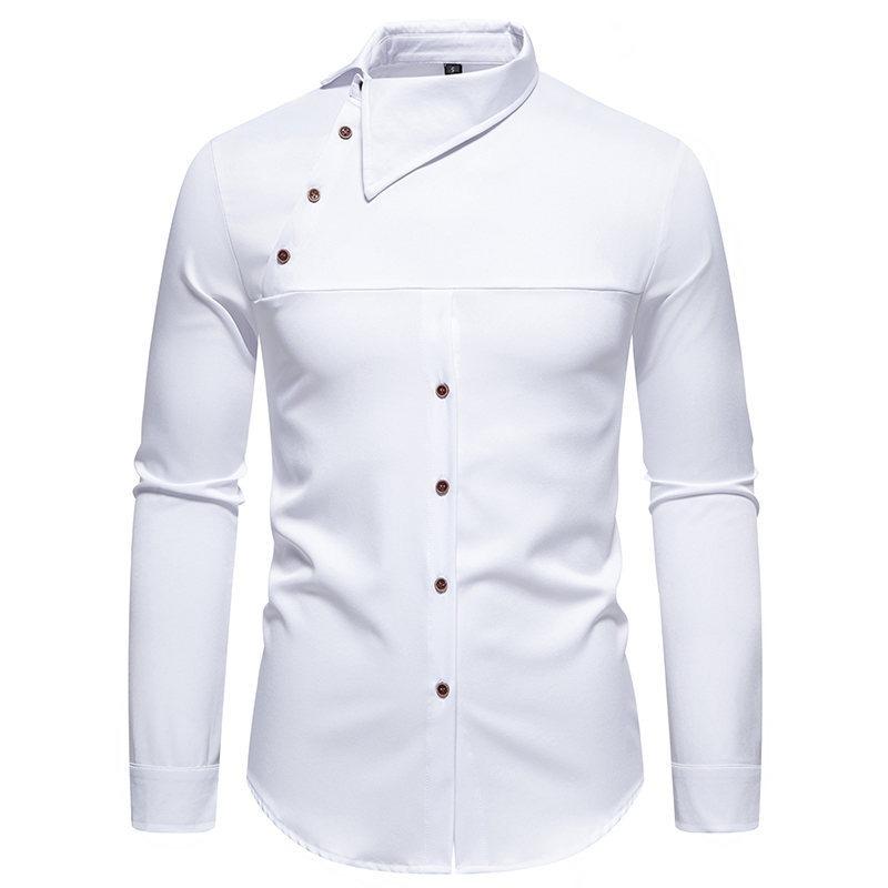 Men S Long Sleeve Solid Color Slim Fit Casual Shirt