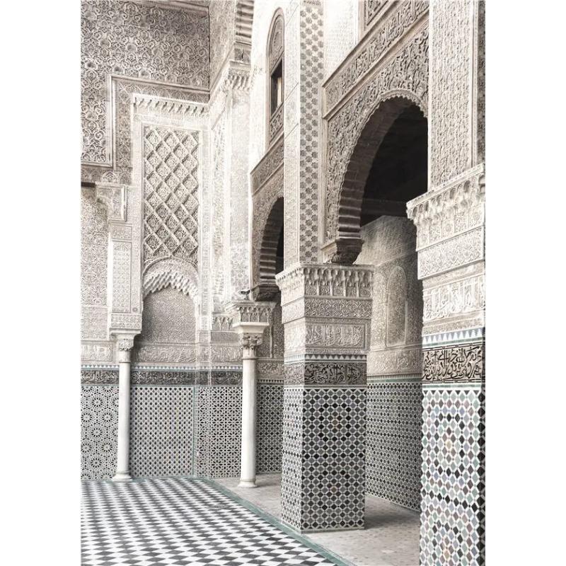 Modern Minimalistisch Islamische Architektur Wandkunst Poster Leinwanddruck Tür Blumenmalerei Heimdeko Hintergrundbilder Design