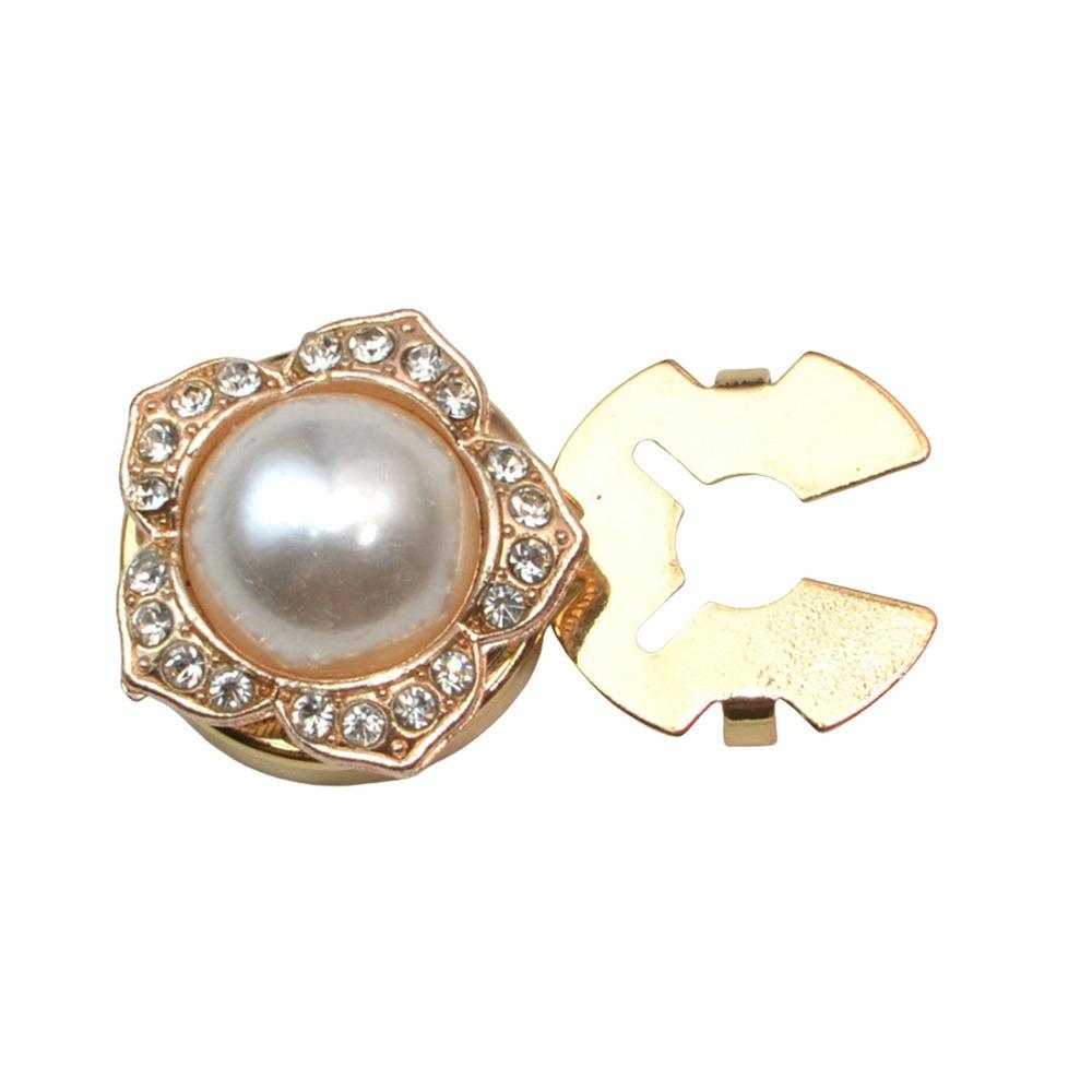 1PC Rhinestone Pearl Flower Button Covers Alloy Cufflinks Button Cover  for Shirt Dress Decoration