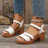 Fashion Zoki White Chunky Heeled Sandals Women Summer 2025 Braid Band Gladiator Sandals Woman Ankle Strap Casual Platform Sandles Mujer