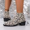 Mode Damenstiefel Leopardenmuster 2025 Herbst/Winter Damen Kurze Stiefel Spitz Zehen Reißverschluss Mode Sexy Stiefeletten Übergröße
