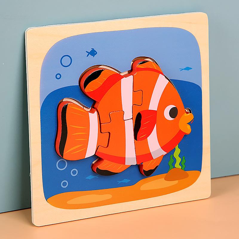 Wooden Toys/children's Cartoon Three-dimensional Puzzle/training Concentration/early Education Building Blocks/animal Puzzle Toys