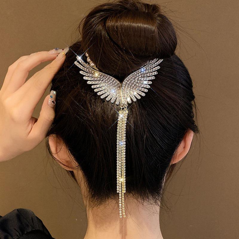 Angel Wings Tassel Hair Clip for Ponytails & Buns