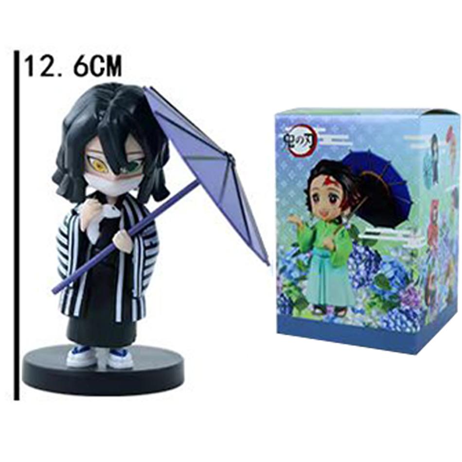 Demon Slayer Plum Rain Season Blind Box Q Version Figures Umbrella Scene PVC Collectible Model Toy Gift for Anime Fans