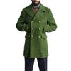 Men Fall Winter Trench Coat Turn-down Collar Double-braested Solid Color Thick Long Sleeve Cardigan Pockets Notch Collar Pockets British Style