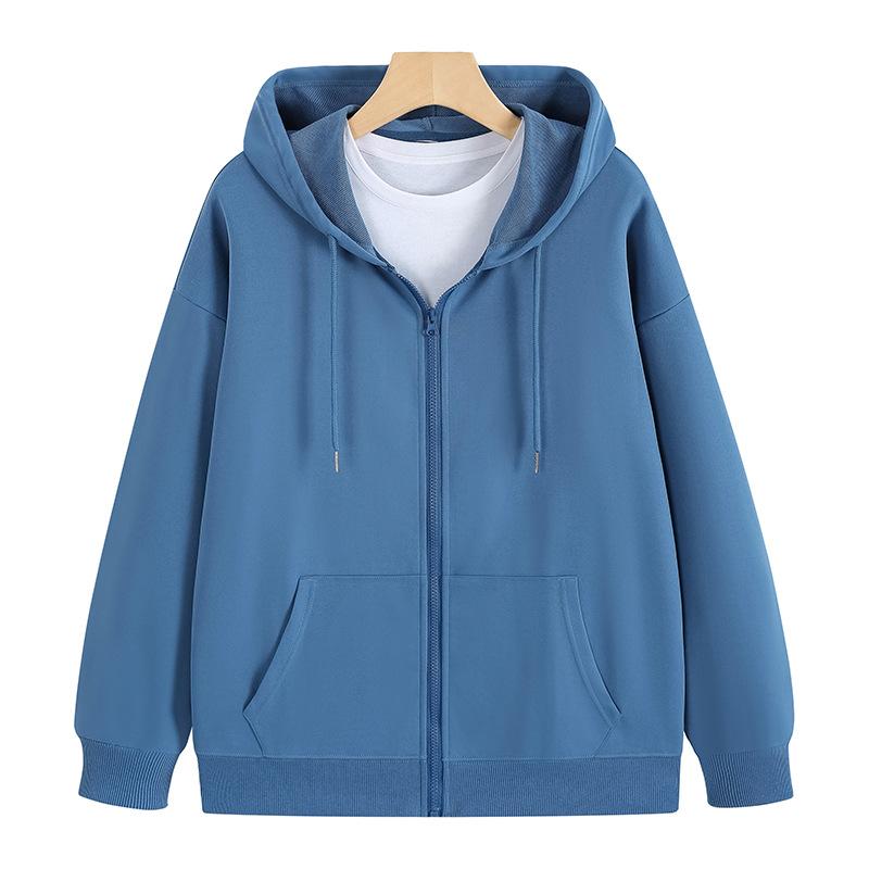 Effen kleur Sweatshirt Ritssluiting Capuchon Cardigan Jas Losse Hoodie Team Uniform Werk Reclame Hoodies Jas