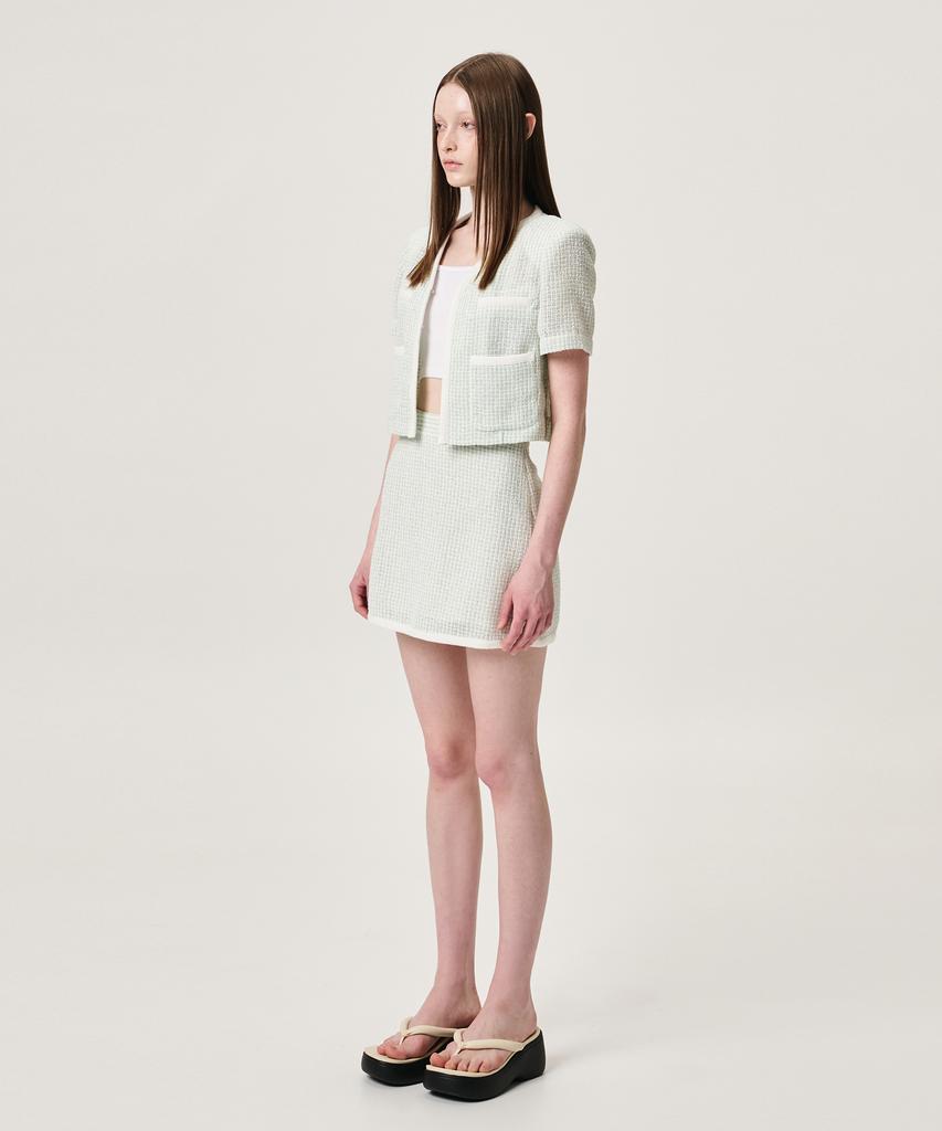 Etmont Summer Tweed Mini Skirt, Mint