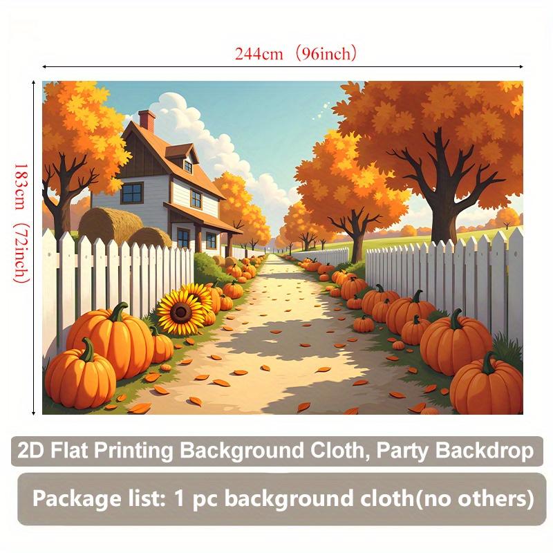 1 Piece of 2D Background Fabric Autumn Rural Path Featuring Pumpkins Suitable for Living Room Bedroom and Office