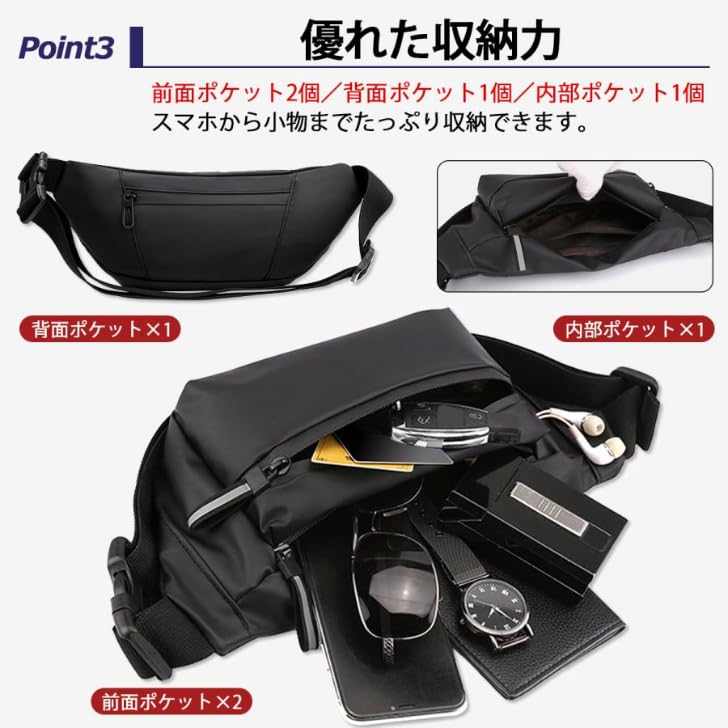Waterproof Waist Pouch for Men and Perfect for and and Perfect for Crossbody Women, Work, Cycling, Fishing, Work, More. Slim, Stylish, Wear. (Black)