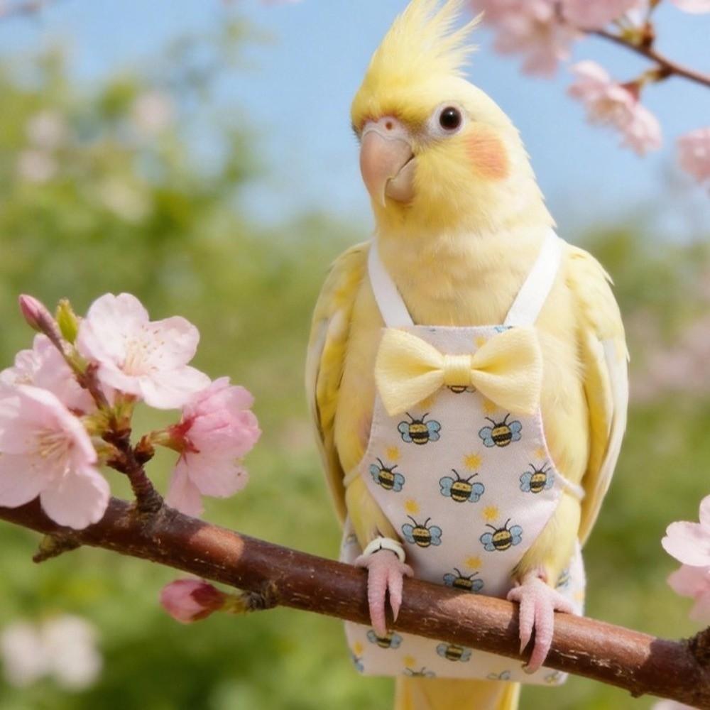 Adjustable Pet Parrot Diaper Bowtie Cartoon Animal Pattern Bird Nappy Breathable Parrot Flying Clothes Daily Clothing