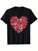 Glitter Hearts Collage Valentine T-Shirt Men Women Cotton Casual Short Sleeve Crewneck Tee Gift