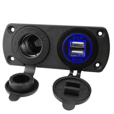 Waterproof Modified Car Panel: 2-Bit USB & 12V Cigarette Lighter Socket, 5V/4.2A for Cars or Yachts.