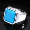 Vnox Natural Stone Signet Ring for Men, Geometric Square Top Stamp Finger Band, Stainless Steel Male Anel,Anillos De Hombre
