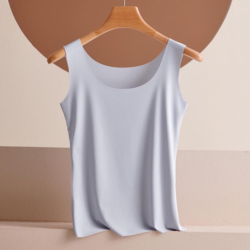 Ultra-Thin Ice Silk Seamless Women's Vest, Plus Size, Wide Shoulder Straps, Comfortable & Slimming, Beautiful Back Design.