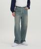 Akeusi Easy Fit Elastic Waist Wide Denim Pants Unisex (Light Blue)