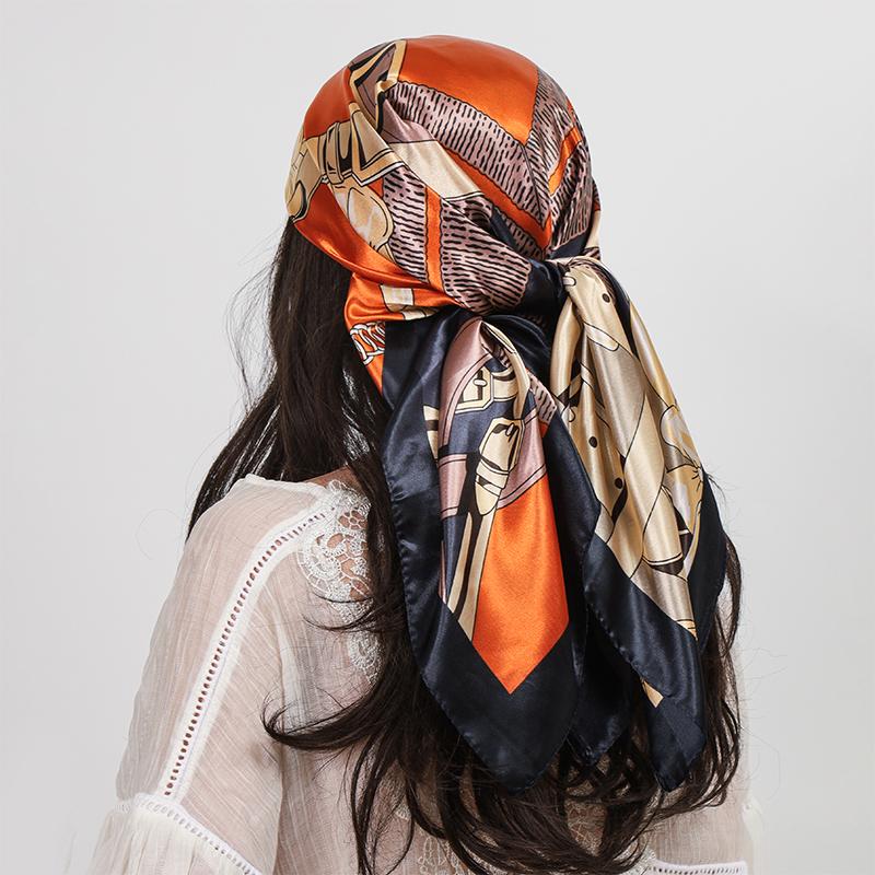 Luxuriöser quadratischer Seidenschal Damen Schal 90*90cm Cashew-Print Kopftuch Femme Kopftuch Foulard Satin Bandana Hijab Schals
