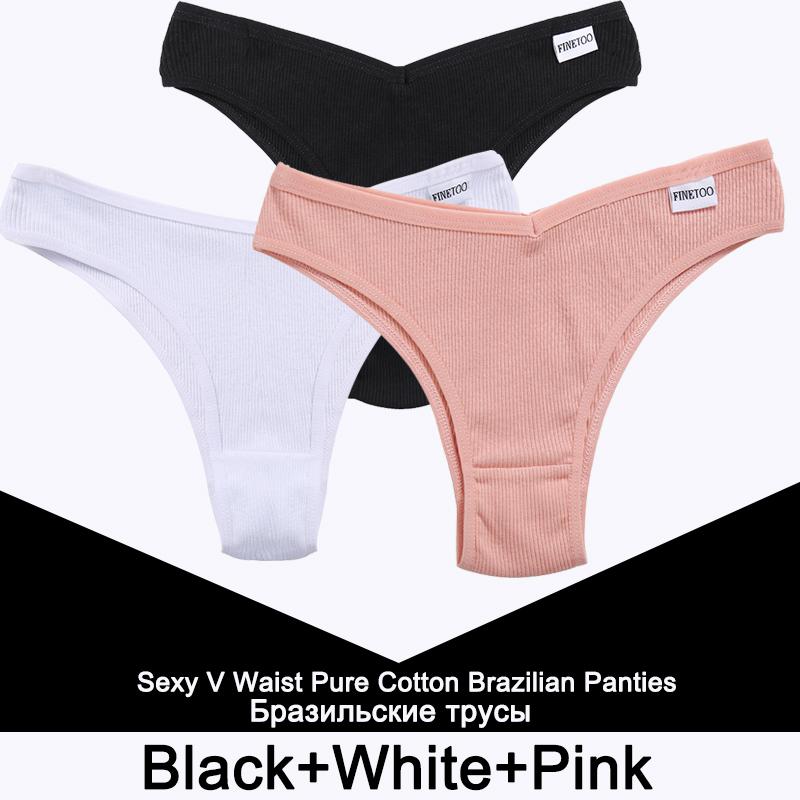 FINETOO 3 bucăți/set chiloți femei lenjerie din bumbac tanga femei lenjerie sexy lenjerie intimă cu talie joasă Bikini slip brazilian