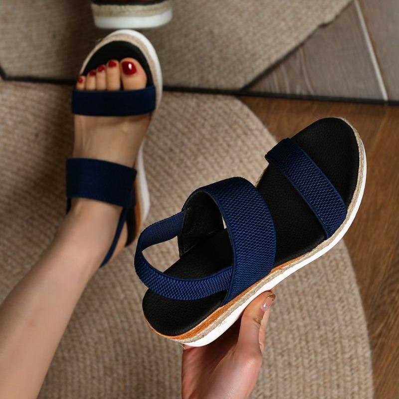 Large size wedge heel sandals women's summer new fish mouth elastic foot platform sandals
