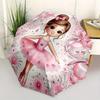 Parapluie Pliant Automatique Rose pour Ballerine, 8 Baleines, Design Léger, Cadre en Fer Durable, Compact et Portable, Idéal pour un Anniversaire ou Noël