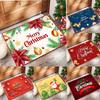 Weihnachtliche Flanell-Fußmatten Festliche Weihnachtsmann-Poinsettien-Drucke Bunte Feiertagsdekoration Weiche Bodenmatten für den Hauseingang