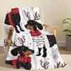 Christmas Dachshund Delight Blanket Festive Reindeer Dog Design Soft Comfortable New Year Home Decoration Gift
