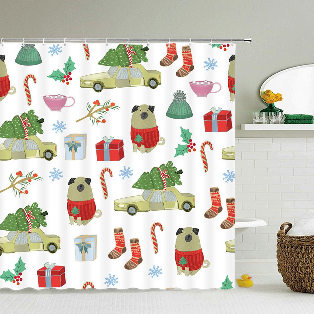 Cat Cartoon Animal Print Shower Curtain Bathroom Bathtub Shower Cover Shower Curtain With 12 Hooks Shower Curtain