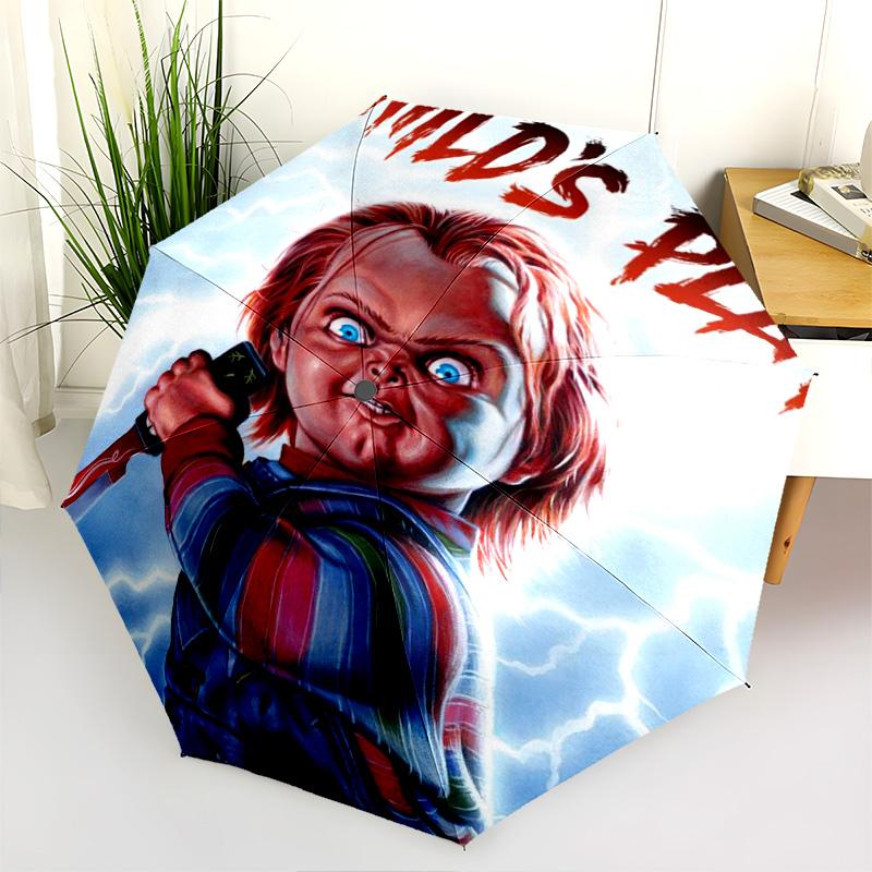 Horror Icons Unite Folding Umbrella Travel 8 Paraphenoid Bones Sun Umbrella Umbrella Printing