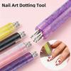 6.5cm Nail Art 5-Petal Flower Dotting Pen Professional Acrylic Flower Painting Pen Tool Pink/Green/Purple Glitter Dotting Pen *1