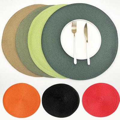Round Placemats For Dining Table Coaster Heat-Resistant Placemats Stain Resistant Anti-Skid Washable Cotton Woven Tableware Mat AVE