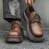 Lyxmärke Herrskor med tjock sula Italien Läder Business Oxfords Sko Ny Casual Snörskor Klänningsskor Verktyg Arbete Formell Sko