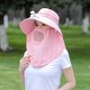 Wide Brim Sun Hat Face Cover Neck Flap Breathable Rechargeable Bucket Hat with Fan for Cycling Camping Running