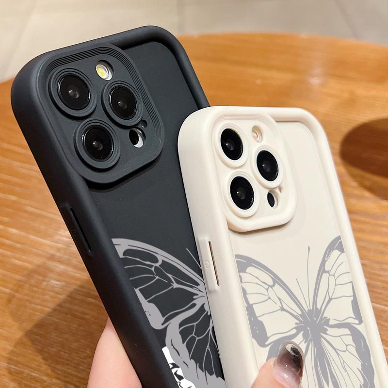 Line Butterfly Pattern Phone Case For iPhone Air 16e 17 16 15 Pro Max 14 13 12 Pro Max 12 11 Shockproof Soft TPU Silicone Cover
