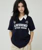 AWESOME STUDIO Collar Contrast Uniform Short Sleeve T-Shirt Dark Navy