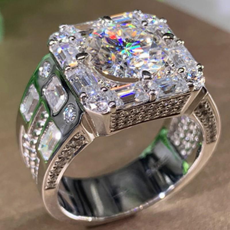 Weiya Luxury Silver and Zircon Wedding Ring for Men & Women