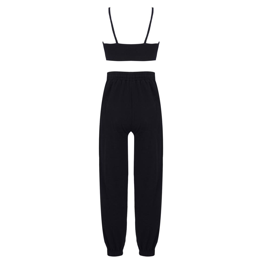 Kids Girls Casual Clothes Set Sleeveless Crop Vest and Pants for Gym Running Training Dance Workout