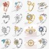 2025 Nuovo Anello Fidget Spinner Ansia per Donne Lusso Sakura Stella Marina Libellula Kitty Anelli Animali Antistress Matrimonio Zircone