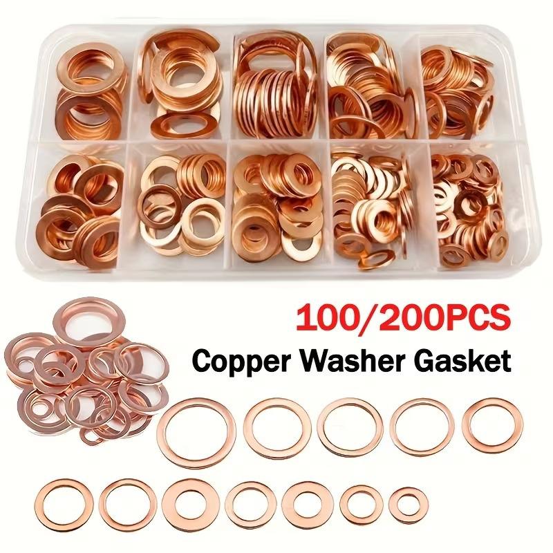 Koperen Ringenset Rood: 100/200 stuks M5-M14 Afdichtingsring Reparatie Gereedschapskist