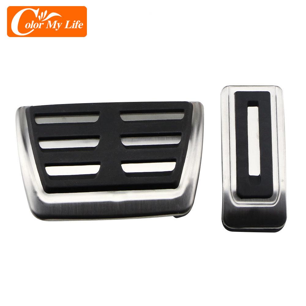 Color My Life 1 Set Stainless Steel AT MT Pedal Mat Kit for For VOLKSWAGEN Vw Multivan T5 T6 Caravelle T6 Parts Gas Brake