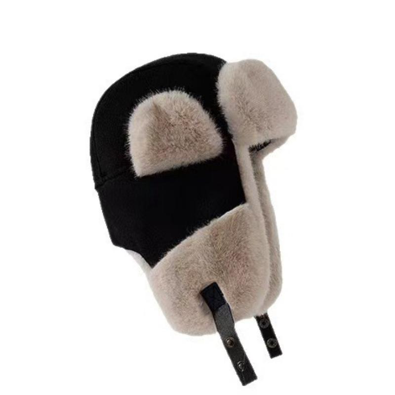 Winter Women's Plush Thermal Ear Protection Hat, Plush Thickened Cotton Hat, Outdoor Cycling Cold Protection Hat Men