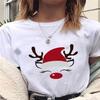 Hirsch Cartoon Gesicht Trend 90er Mode Neujahr Weihnachten T-Shirt Damen Oberteil T-Shirt Kleidung Kleidung Feiertag Bedruckte Grafik-T-Shirts