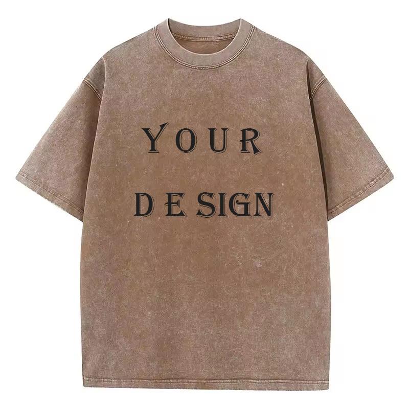 Mens and Womens Cotton Washed Tshirt Custom Printed Tshirt Harajuku Top DIY Photo or Logo Tshirt Fashion Customization