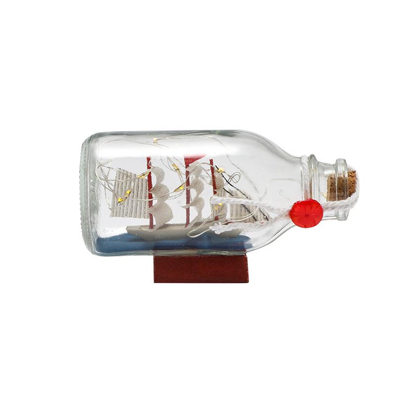 Bouteille à Vœux Bateau à Voiles Méditerranéen Lumineuse Créative - Cadeau en Verre pour Anniversaires et Remises de Diplômes
